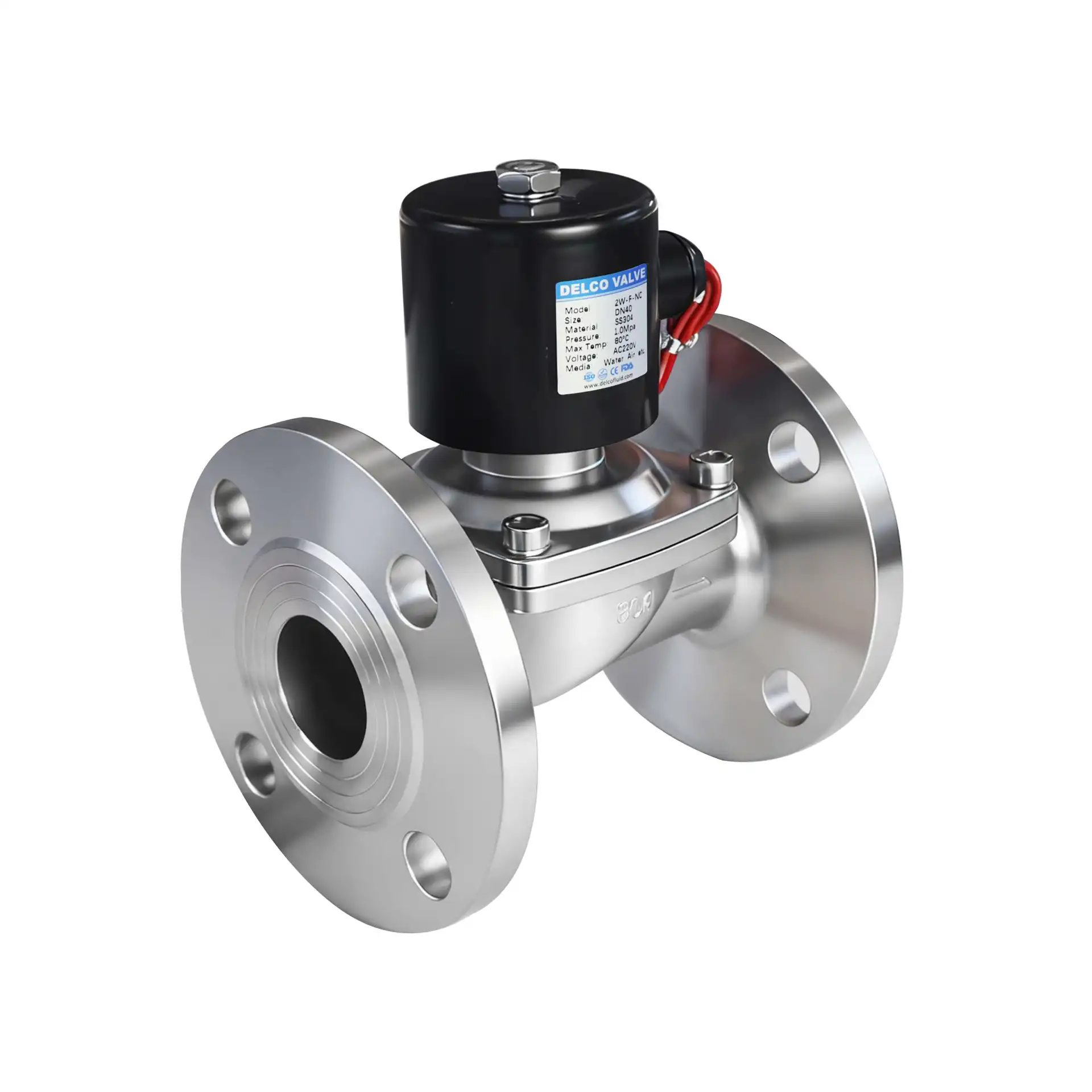 Valvola solenoide in acciaio inossidabile con flange