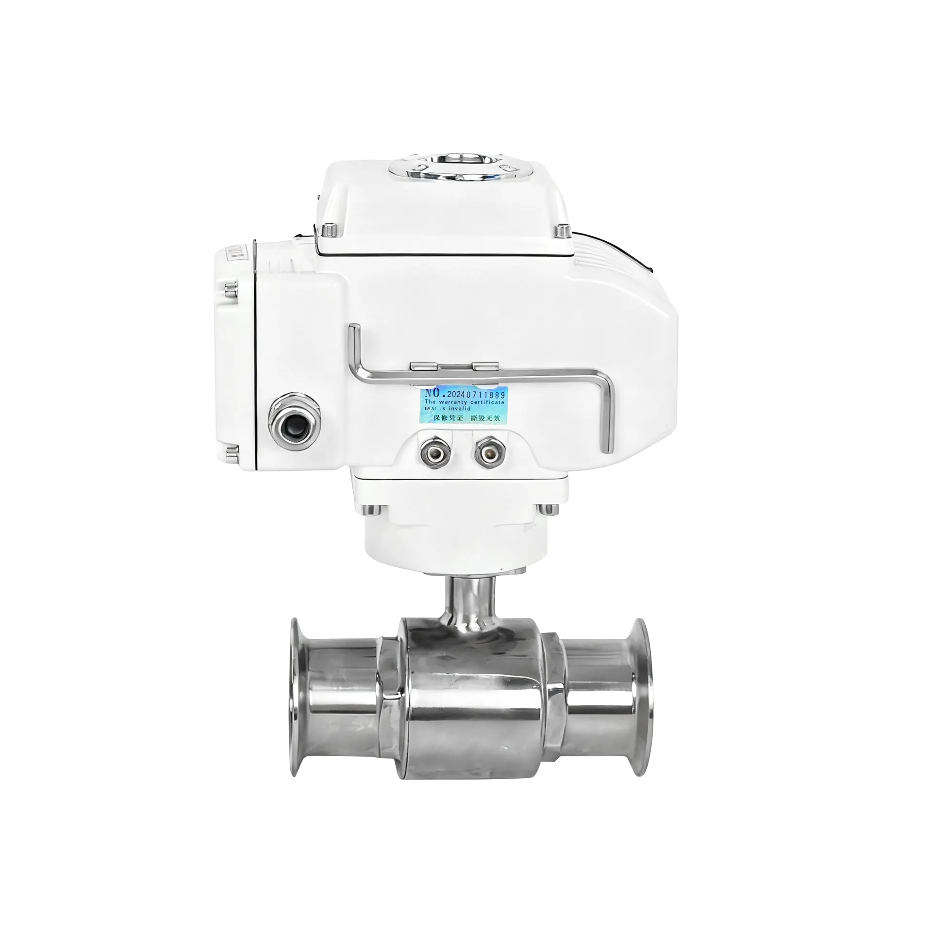 DK55-2WS Valvola a sfera elettrica a morsetta sanitaria – Vista posteriore