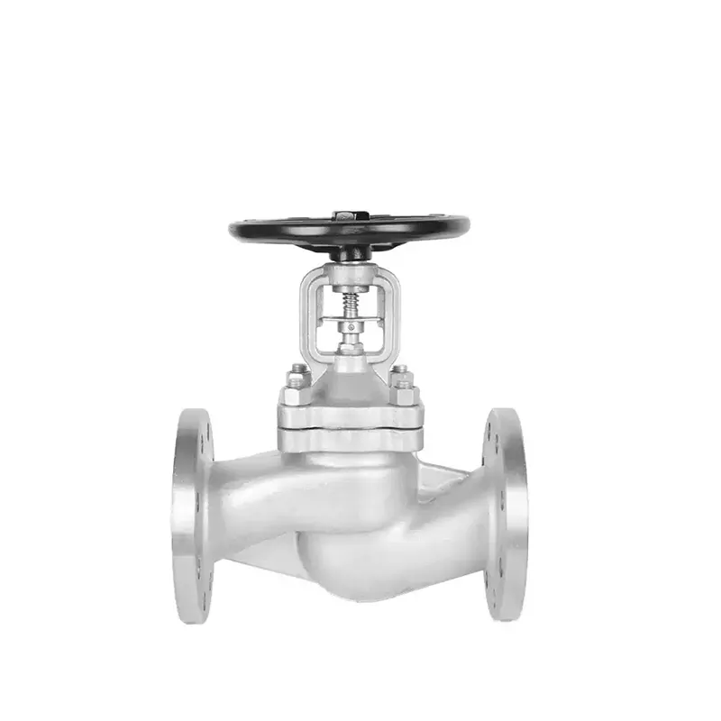 Valvola a soffietto standard tedesca in acciaio inox – Vista frontale