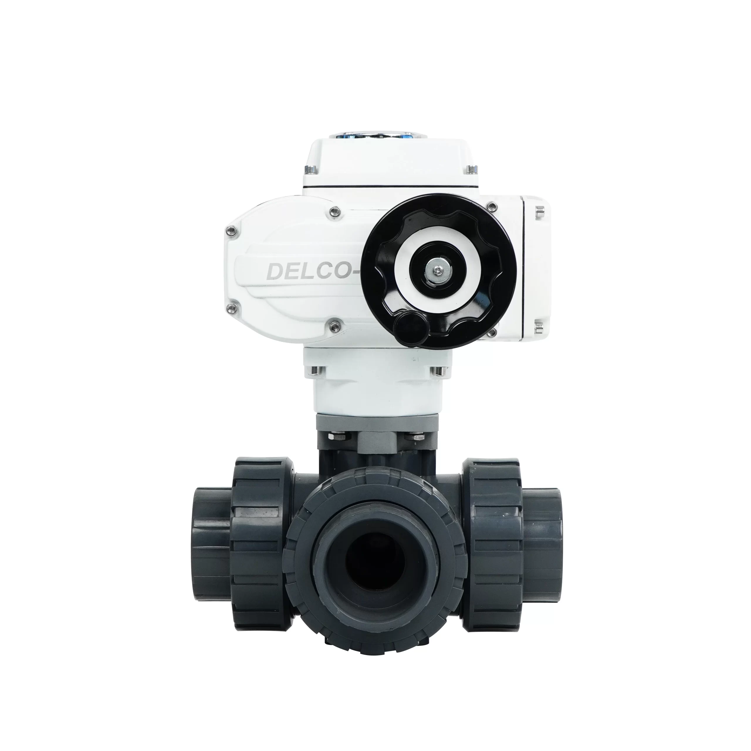 DK55-3PL Electric 3-Way UPVC Double Union Ball Valve 5