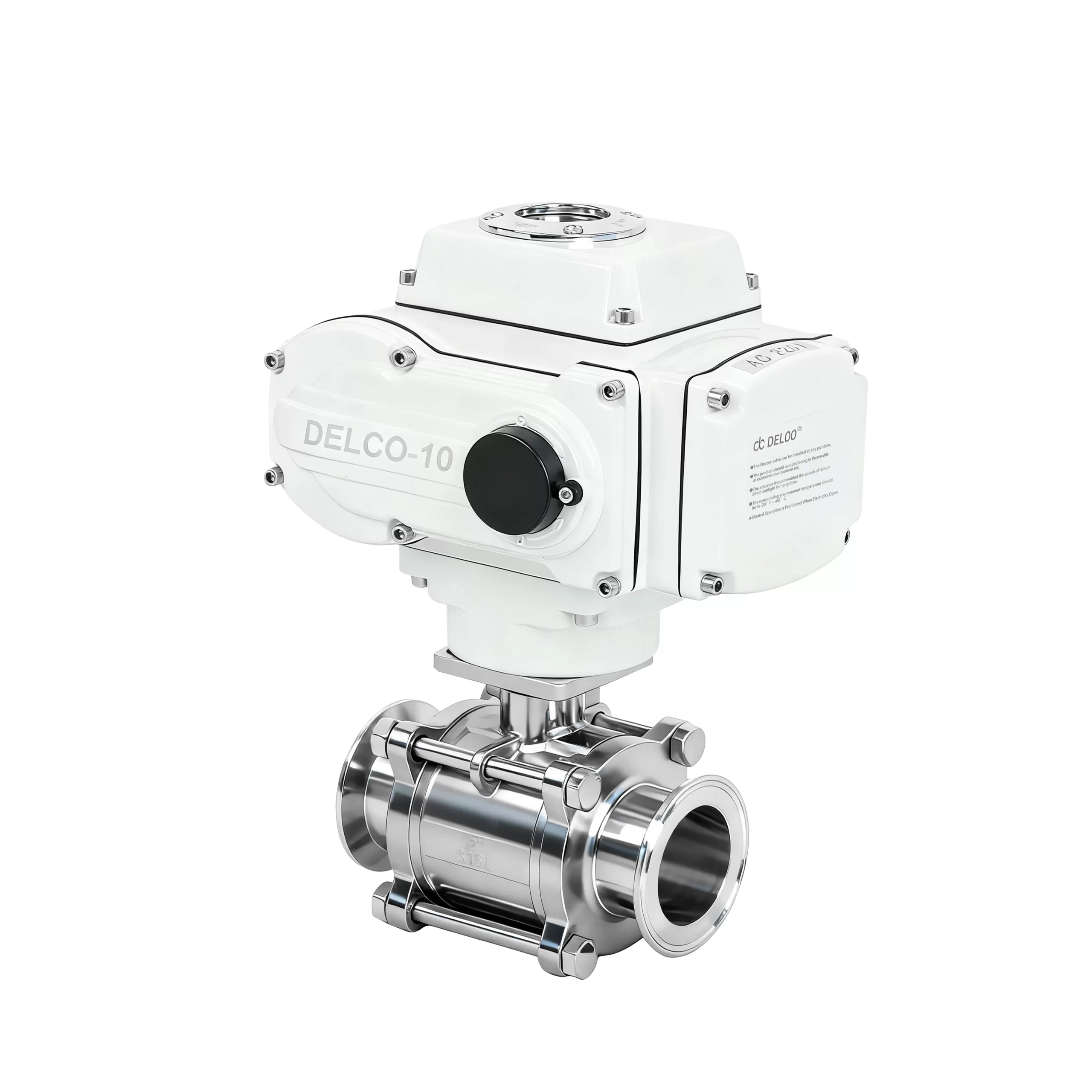 DK55-3PS-WK Electric 3-Piece Sanitary Tri-Clamp Ball Valve 1