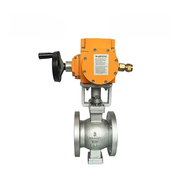 EX-DKV55-VF Valvalla a sfera elettrica in acciaio inox a V-flange 1