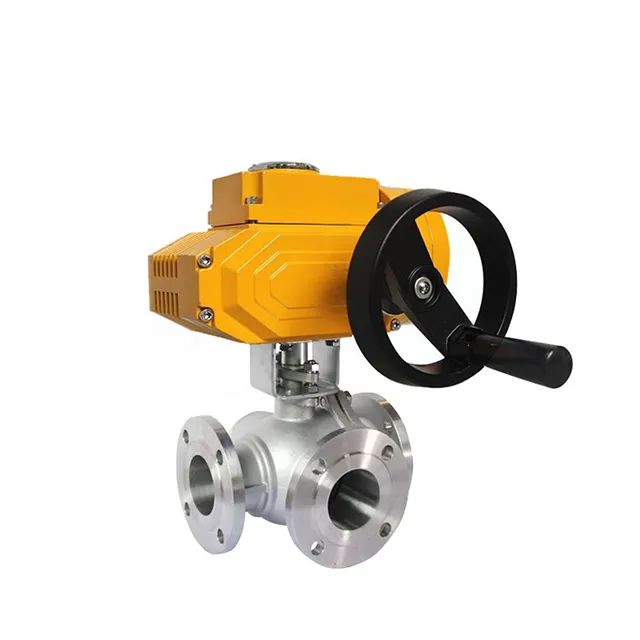 EX-DKV55-TF Electric Explosion-proof Stainless Steel Flange Three-way Ball Valve 1