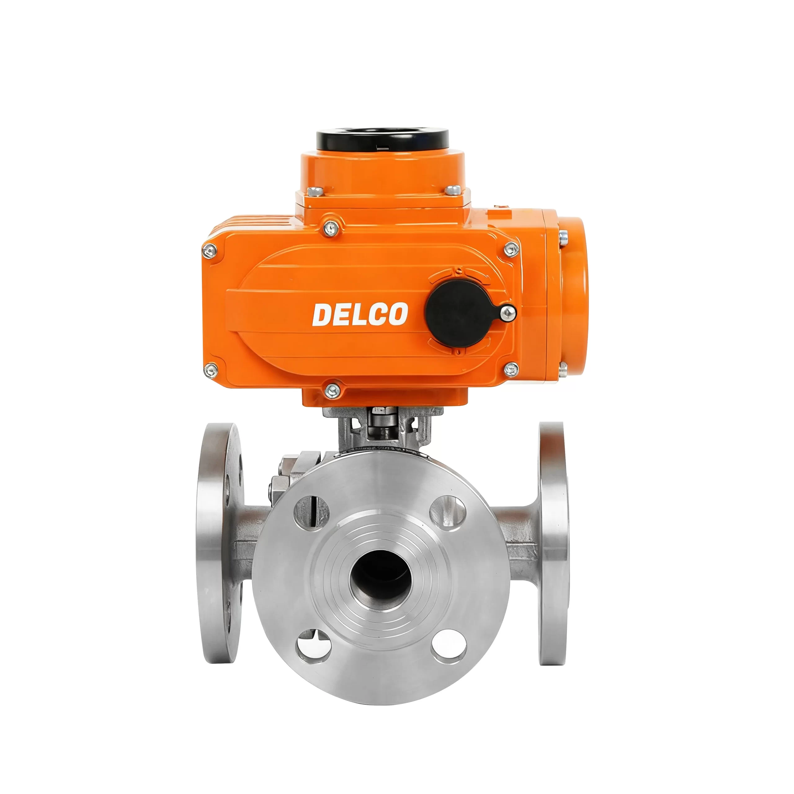 IP67-DK55-TF Electric Three-Way Stainless Steel Flanged Ball Valve 4