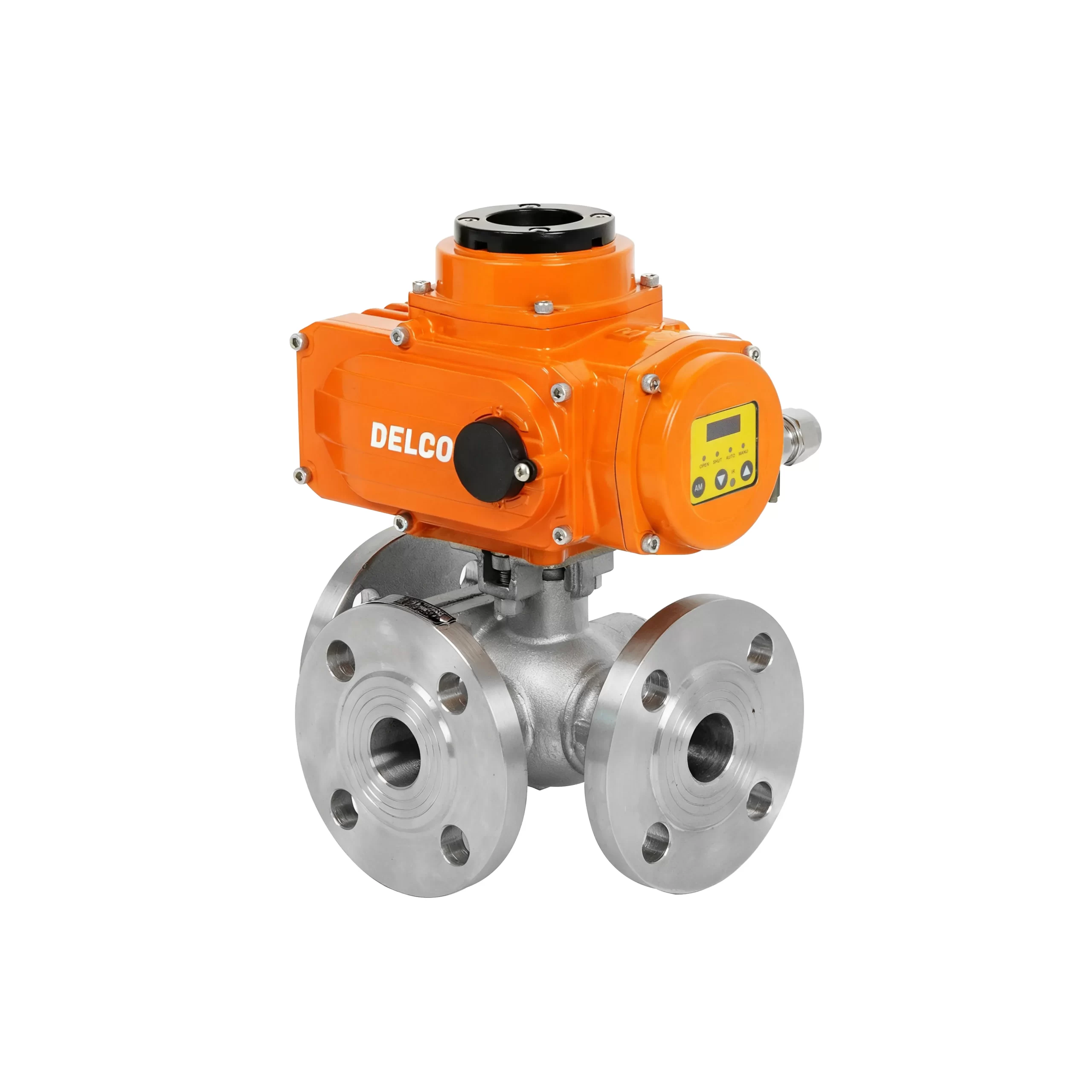 IP67-DK55-TF Electric Three-Way Stainless Steel Flanged Ball Valve 5