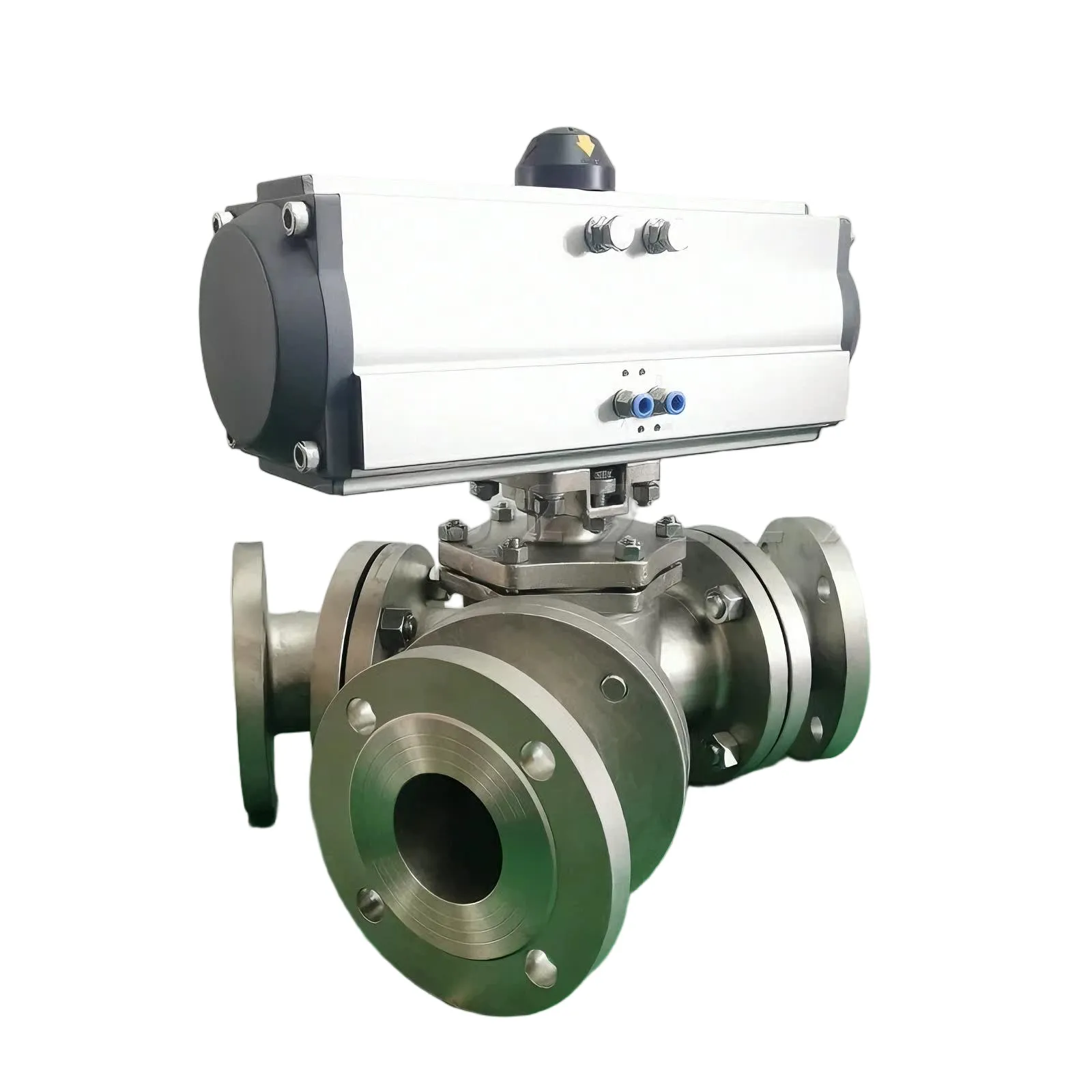 Pneumatic Y-type three-way flange ball valve 2