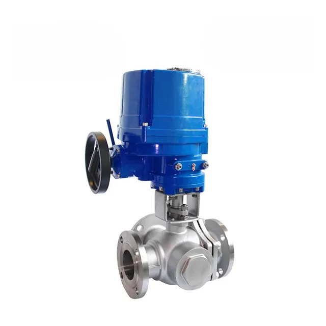 QT-DK55-TF Electric Explosion-proof Stainless Steel Tee Flange Ball Valve 4